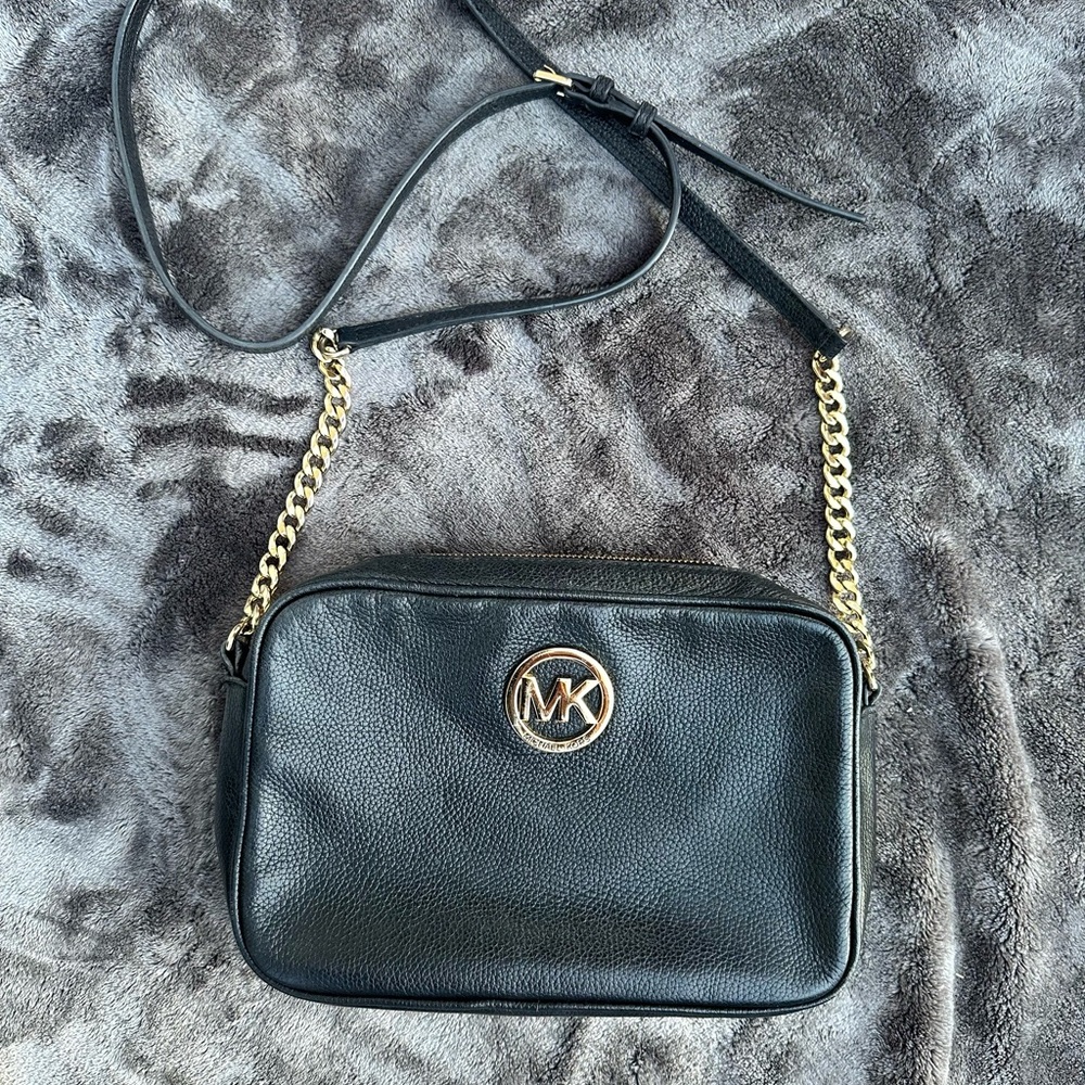 Michael Kors Black Crossbody Bag with Gold Chain